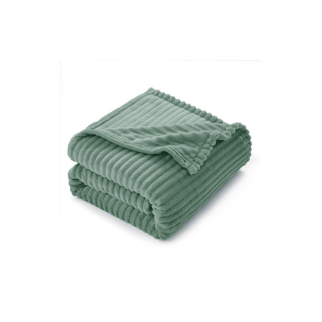 Nestl Warm Cozy Queen Blanket, Cut Plush Fleece Blanket, Sage Green Super Soft Blanket