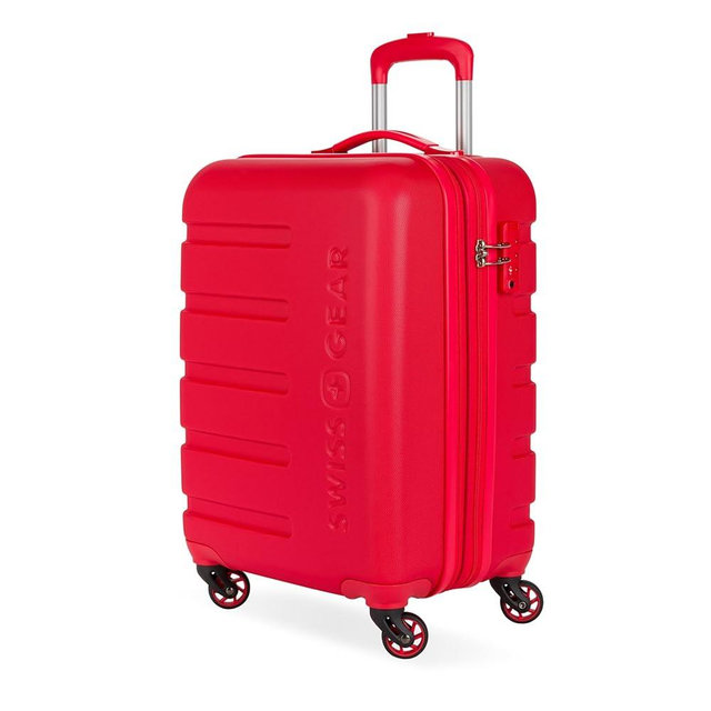 SwissGear 7366 Signature Hardside Expandable Luggage with Spinner Wheels, TSA Lock, Cup-Holder, Red, Carry-On 19-Inch
