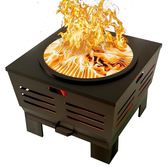 Fire Beauty Stove Bonfire with Stand,Smokeless Fire Pit | Wood Burning Firepit with Ash Pan, Portable Outdoor Firepit with Cooking Grate & Poker For Camping,Backyard|L:23''xW:23''xH:17'',28.6lbs