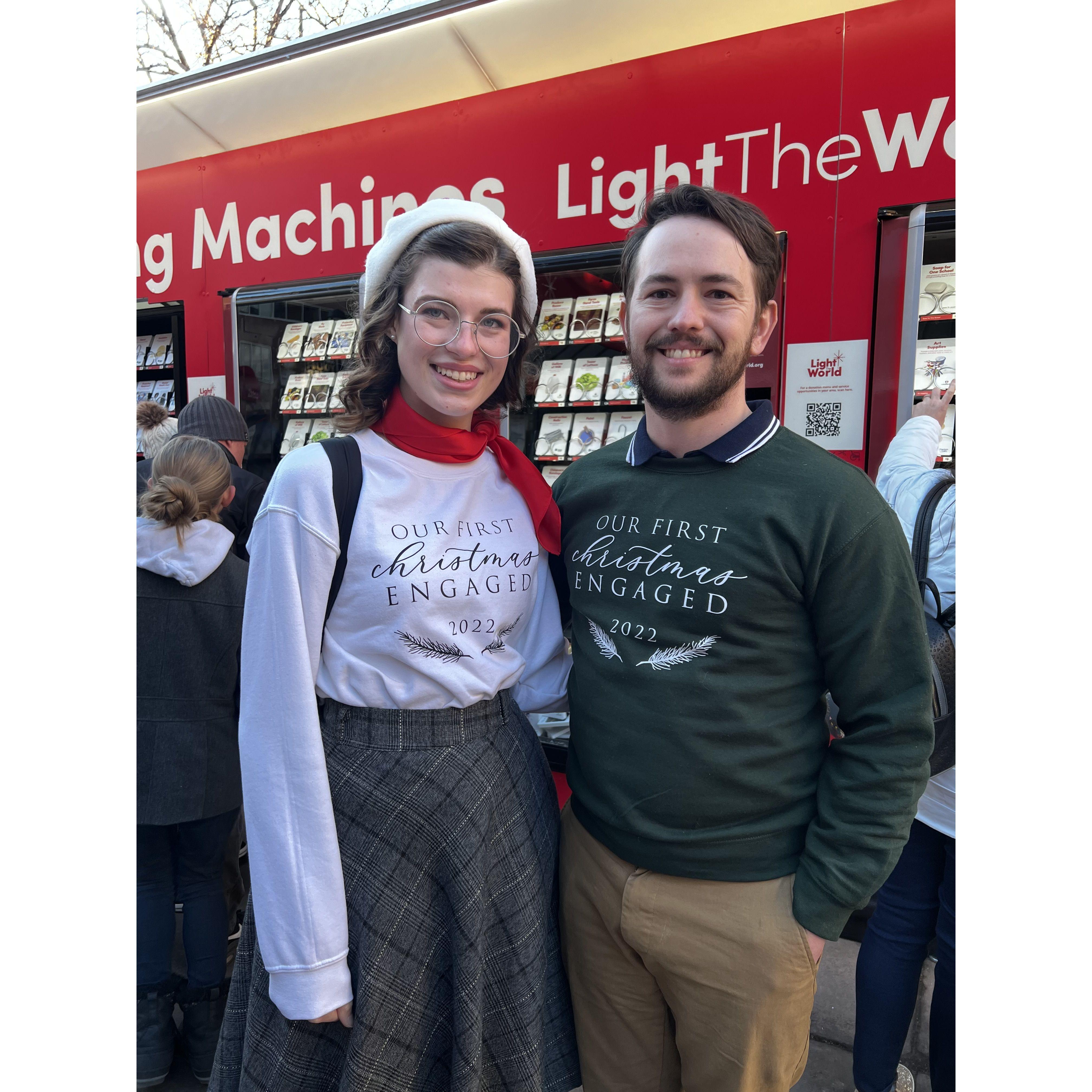 us lighting the world, with some really cute sweaters on.