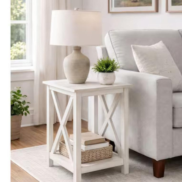 Boraam Jamestown White Wash Side Table 77408