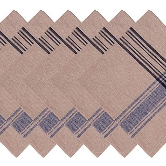 Yourtablecloth Cotton Cloth Dinner Table Napkins – Set of 6 – Delicate French Nautical Design – Large 20”x20” Size Reusable Fabric Napkins – Eco-Friendly, Soft, Absorbent & Durable Stripe Blue