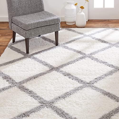 Home Dynamix 3662-123 SoHome Carmela Tali Shag Area Rug, 20"x31", Geometric Ivory/Gray