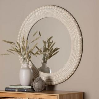 Grazia Modern Round Beaded-framed Accent Mirror