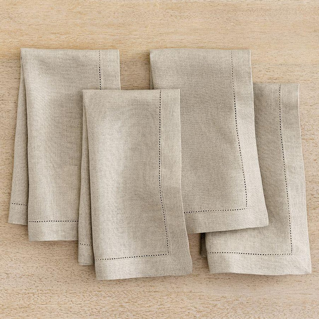 Belgian Linen Napkins, Set of 12, Dark Flax