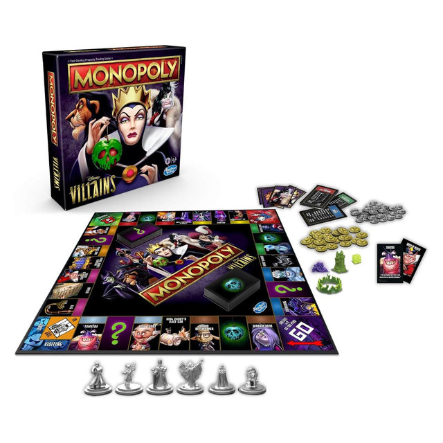 Monopoly Disney Villains Edition Board Game – Play as Cruella, Jafar, Maleficent, and More – Family Strategy Game