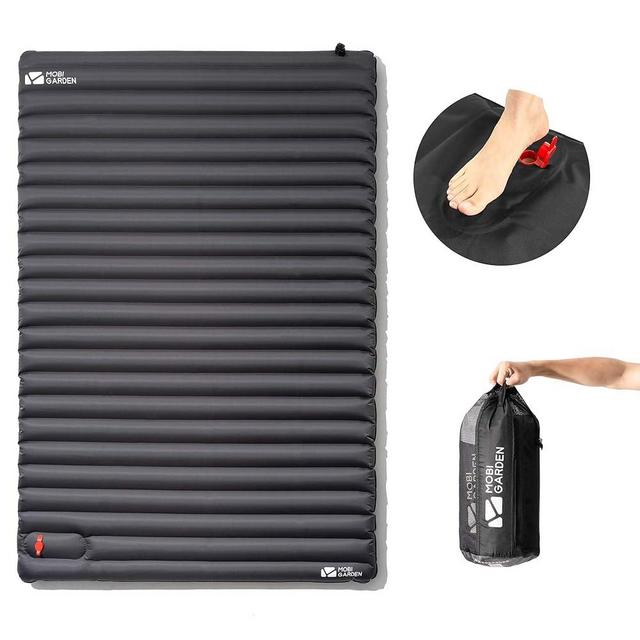 MOBI GARDEN Camping Sleeping Pad, Inflatable Sleeping Mat with Built-in Foot Pump, Compact Waterproof Camping Air Mattress for Backpacking, Hiking, Tent, Traveling