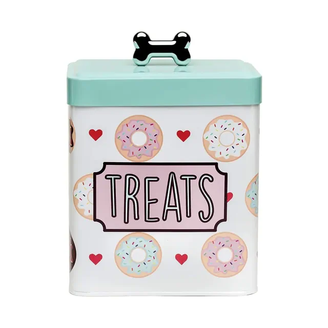 Amici Pet Barkers Dozen Metal Treats Canister with Push Top Lid, 96 oz.
