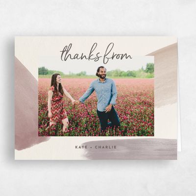 Light Mocha, Beige Wedding Thank You - Riverside Photo