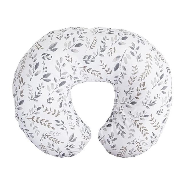 Boppy Original Nursing Pillow & Positioner, Gray Taupe Leaves, Cotton Blend Fabric with Allover Fashion