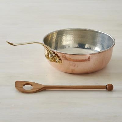 Williams Sonoma - Ruffoni Historia Hammered Copper Chef’s Pan with Acorn Handle and Risotto Spoon