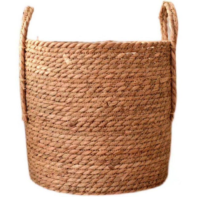 Handmade Rattan Woven Flowerpot Straw Woven Storage Basket Plant Holder Flower Pot Planter Balcony Home Decoration(13.78''X11.81''X13.78'')