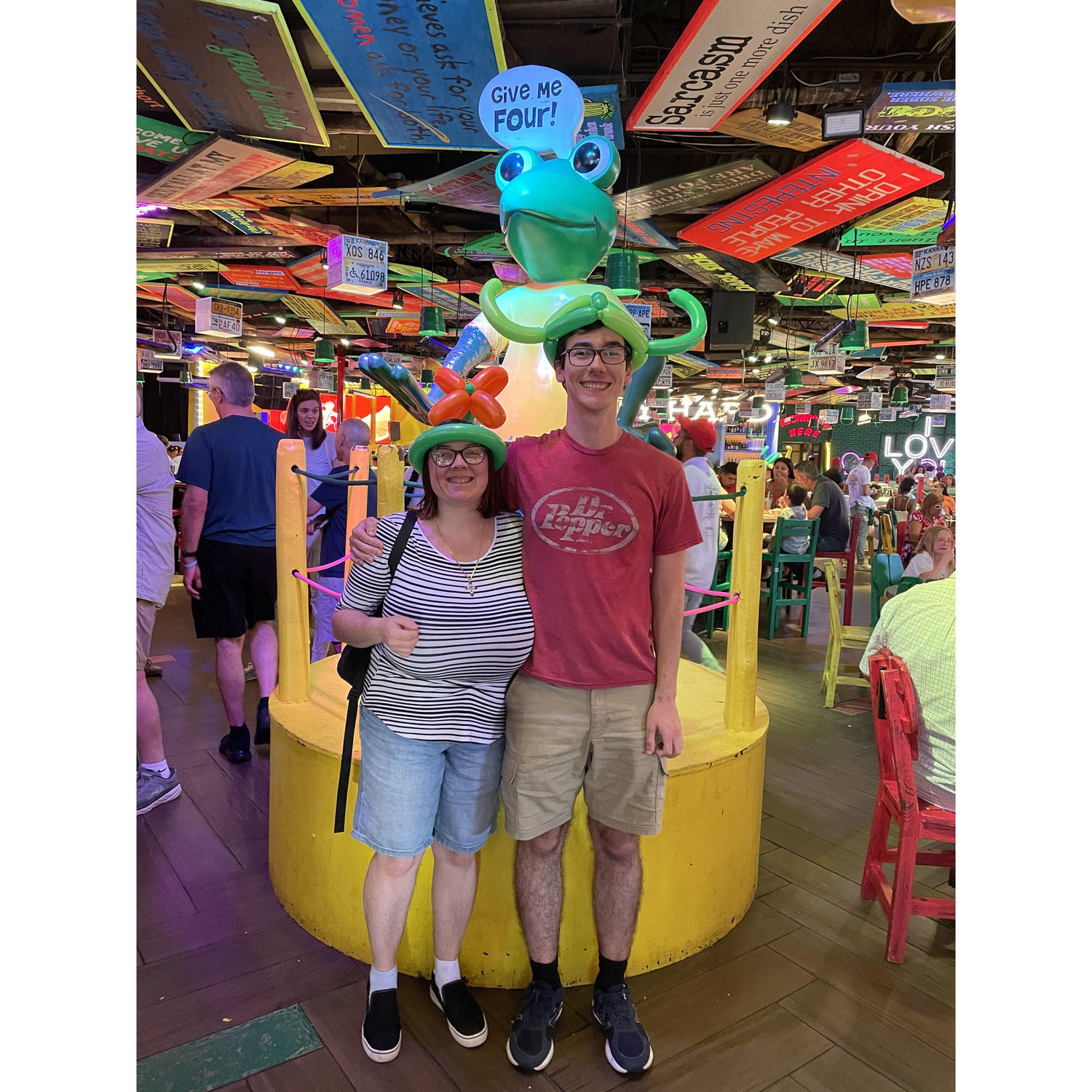When Nicholas had his summer assignment down in Orlando, Cailee went to visit him over fourth of July weekend. One day, they went to a restaurant named Senor Frog...this was the outcome.