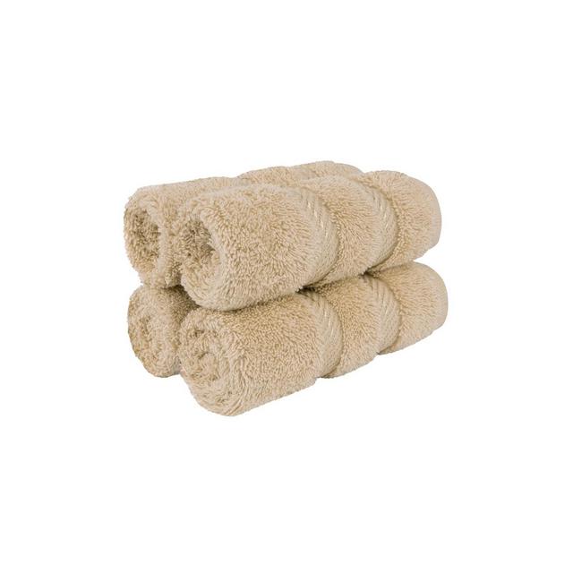 American Soft Linen 4 Pack Washcloth Set, 100% Cotton Washcloth Hand Face Towels for Bathroom and Kitchen, Sand Taupe