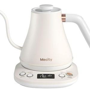 Mecity Electric Gooseneck Kettle With Keep Warm Function & LCD Display Automatic Shut Off Coffee Kettle Temperature Control Pour Over Kettle 1200 Watt, 0.8L, 120V, Off White