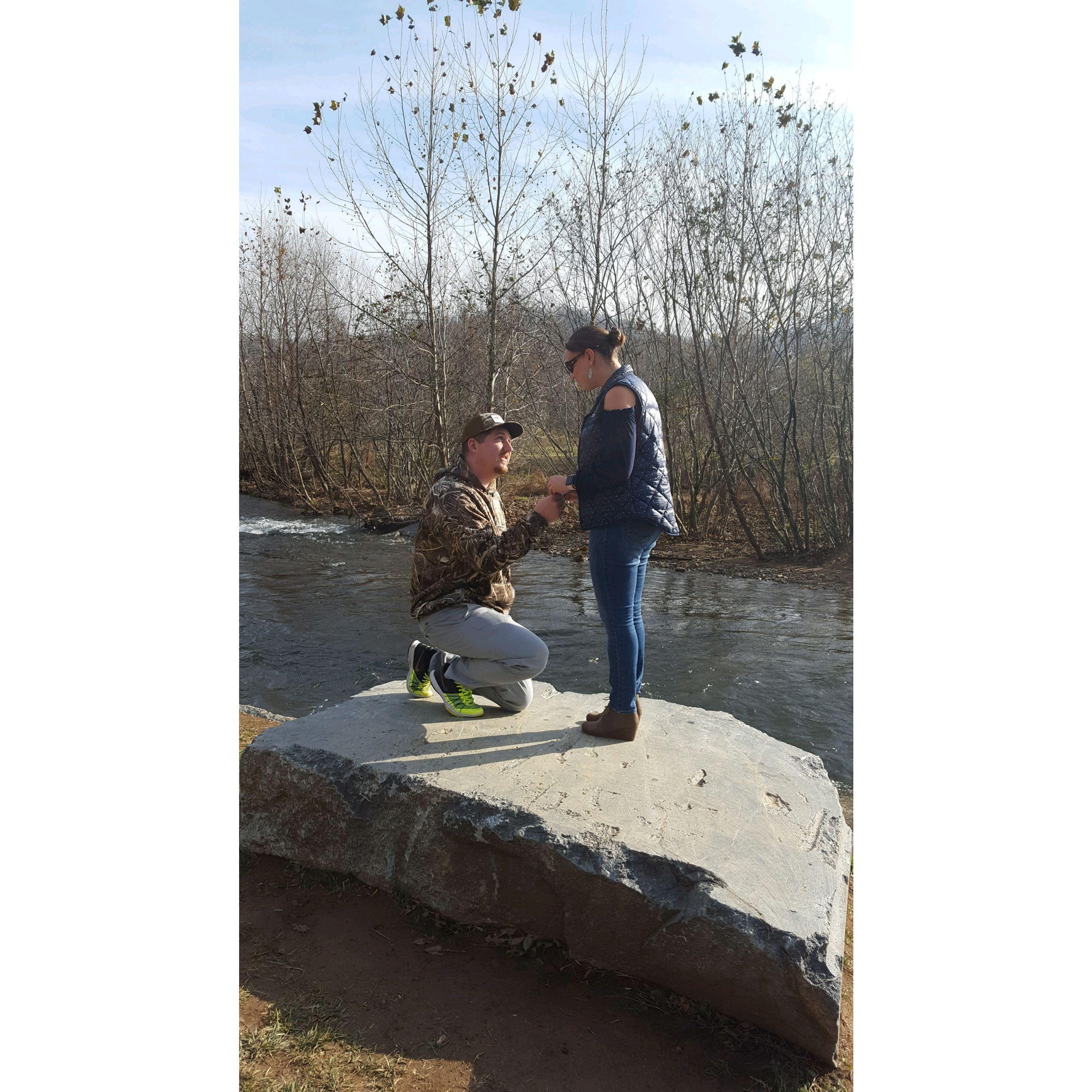 Our proposal at Bold Rock down by the water!