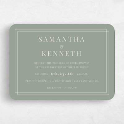 Green Rounded Wedding Invitation - Dessau Landscape