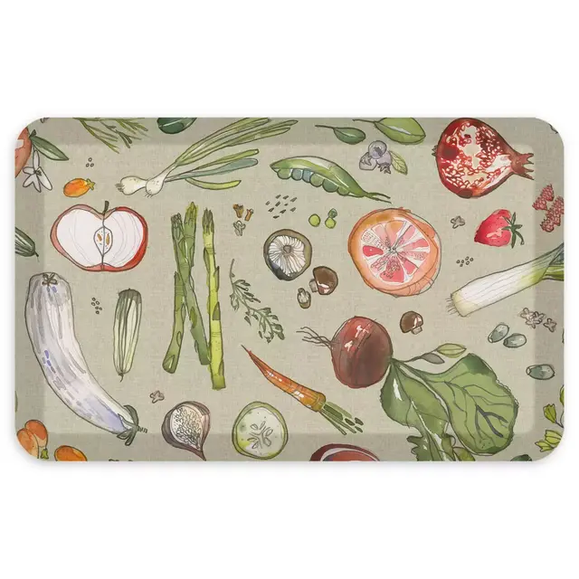 GelPro® Comfort 20" x 32" Fruits and Veggies Kitchen Mat in Warm Stone