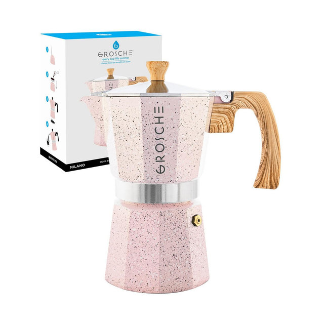 GROSCHE MILANO Stone Stovetop Espresso Maker Moka Pot 6 Cup, 9.3 Oz