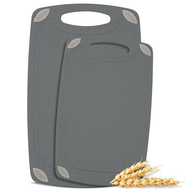 AXIOM CREATIONS 2-Piece Reversible Cutting Board Set Made from Natural Food Grade Wheat Straw Material - Eco-Conscious Alternative to Plastic - Gluten Free & BPA Free Chopping Boards for Kitchen