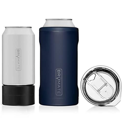 BrüMate HOPSULATOR TRíO 3-in-1 Stainless Steel Insulated Can Cooler, Works With 12 Oz, 16 Oz Cans And As A Pint Glass (Matte Navy)