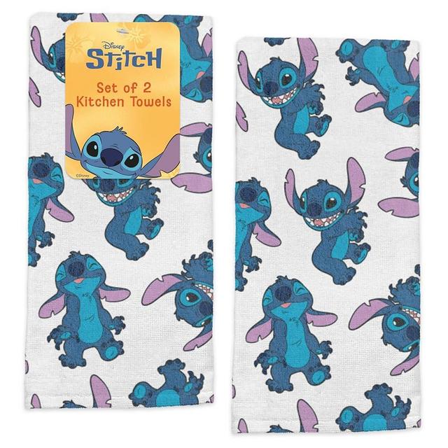 Disney Kitchen Towels – 2-Pack 100% Cotton Kitchen Towels Set – 16" x 26" Soft & Absorbent Dish Towels – Mickey, Minnie & Stitch Designs – Durable, Machine Washable (Stitch)