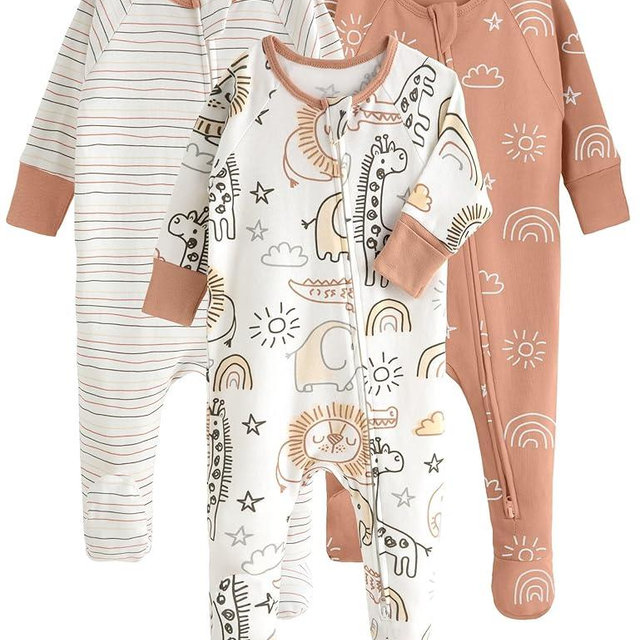 Yoofoss Baby Pajamas 100% Organic Cotton Baby Sleepers for Newborn 0-3 3-6 6-9 Months Boys Girl Clothes 3pcs Footed PJs