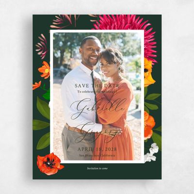 Darkest Olive, Green Wedding Save the Date - Blossom Photo