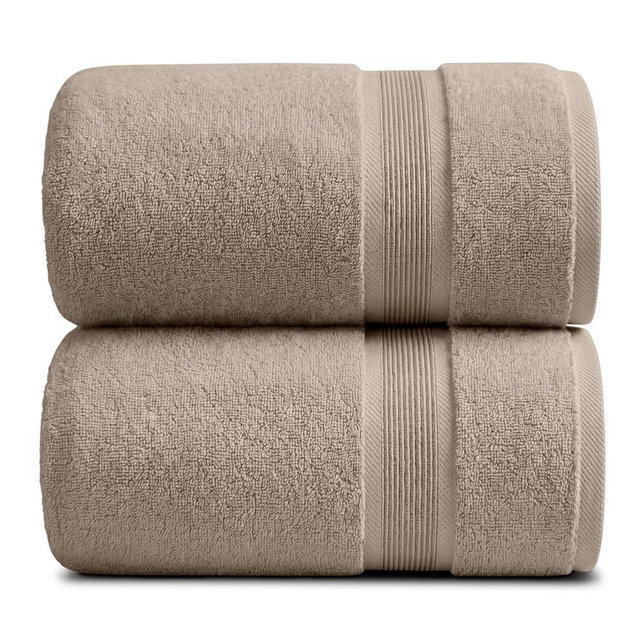 Springtree Home Luxury Bamboo Rayon Oversized Bath Towels Set of 2 | 35% Bamboo Rayon - 65% Zero Twist Cotton, Ultra Soft, Highly Absorbent, Oeko-TEX Standard 100 Certified | Cobblestone