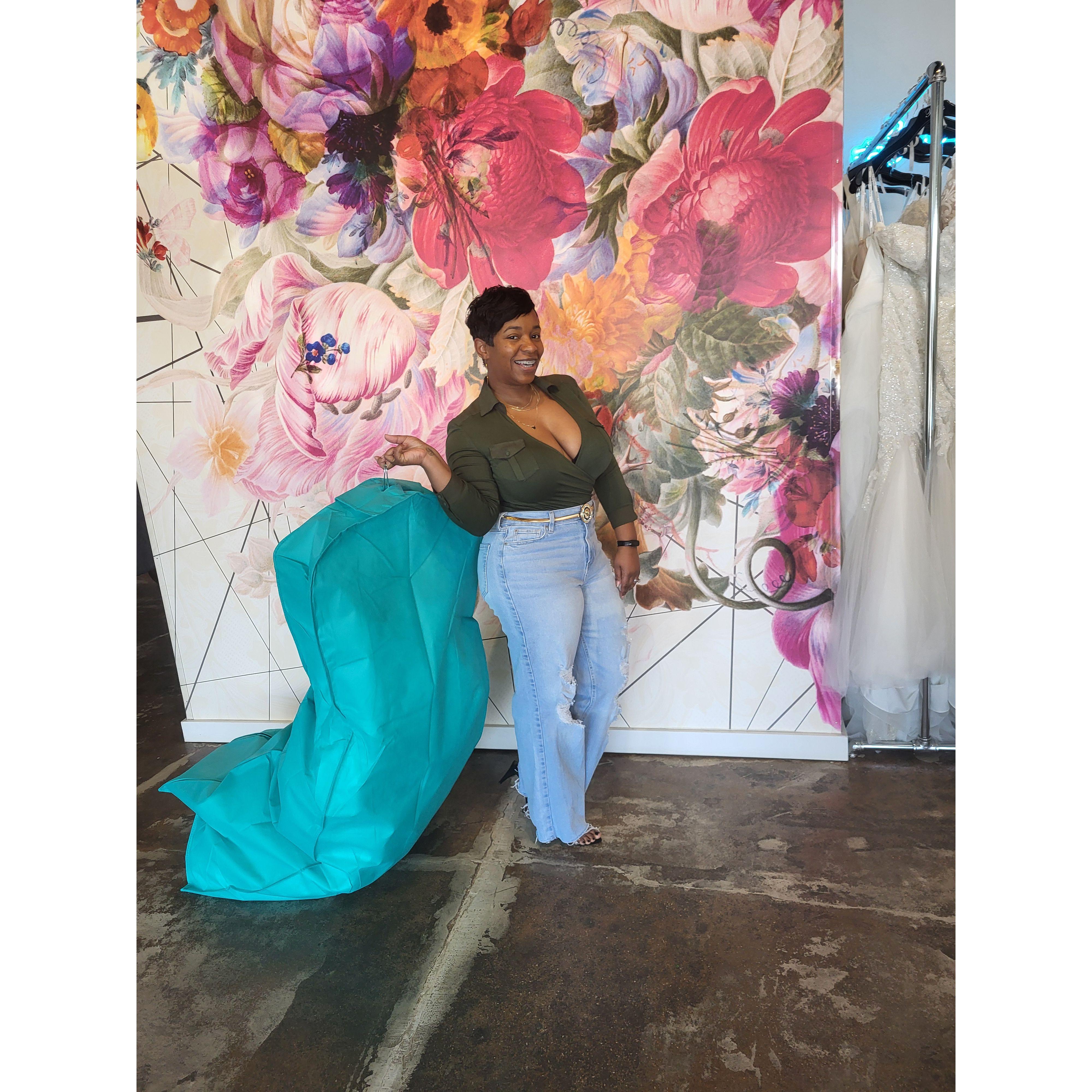 You know it's gettin' close when you pick up THE dress!