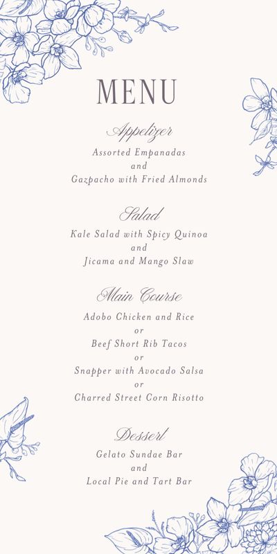 Blue Oval Wedding Menu - Painaa