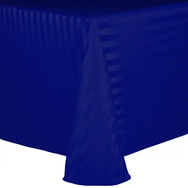 Stain-Resistant Polystripe 60-Inch x 84-Inch Oval Tablecloth in Royal Blue