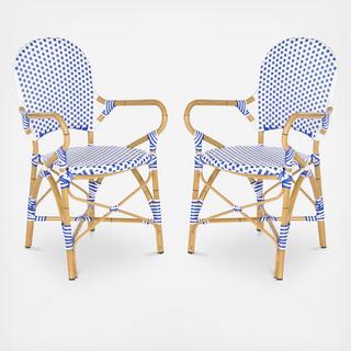 Hooper Indoor/Outdoor Stacking Arm Chair, Set of 2