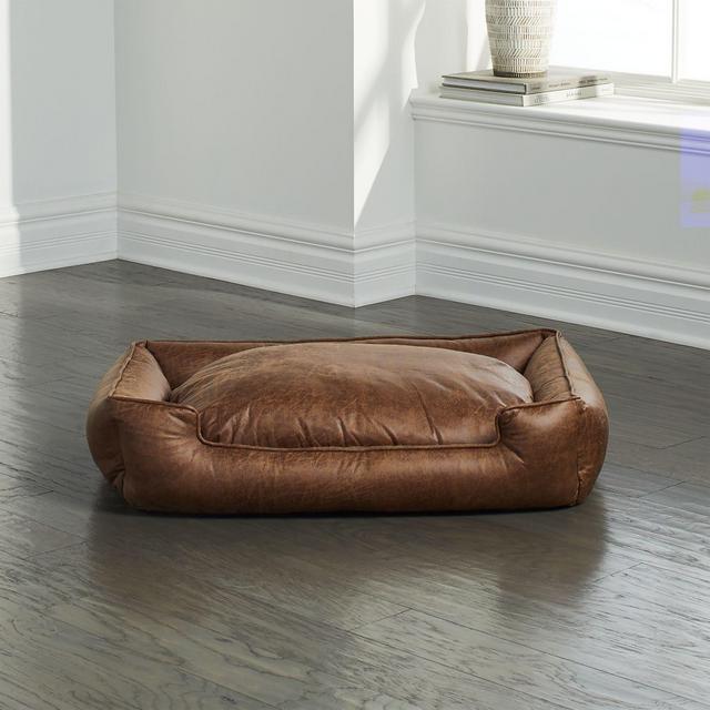 Lounge Faux Leather Vintage Medium Dog Bed