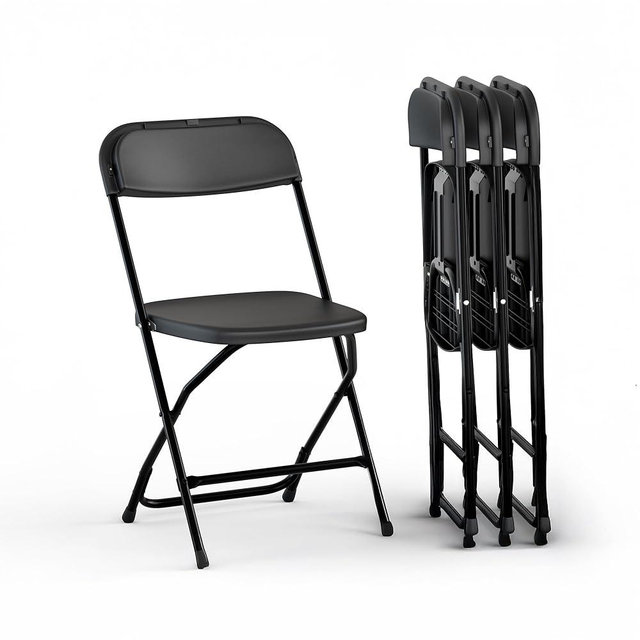 4 PACK White Foldable Plastic Chair | Folding & Stackable | 350 lbs Capacity Steel Frame Seats for Indoor Outdoor | Commercial Use Events Wedding Party Events Bulk Picnic Kitchen Dining