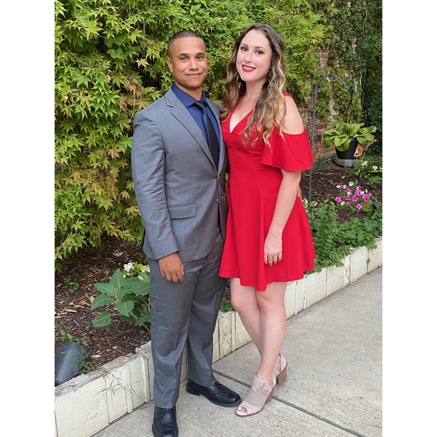 Attending her cousin's wedding.