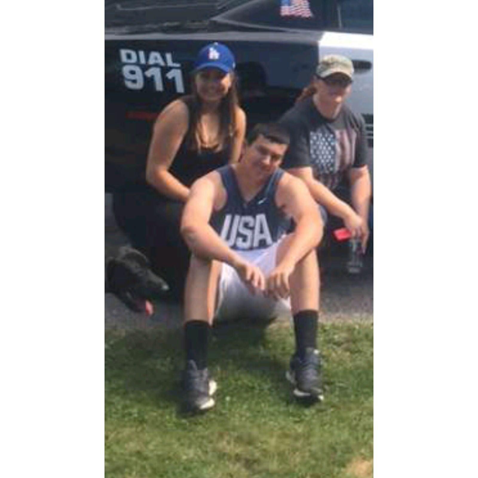 A closer look into our first picture together! (Nikki is even wearing Austin's hat.)