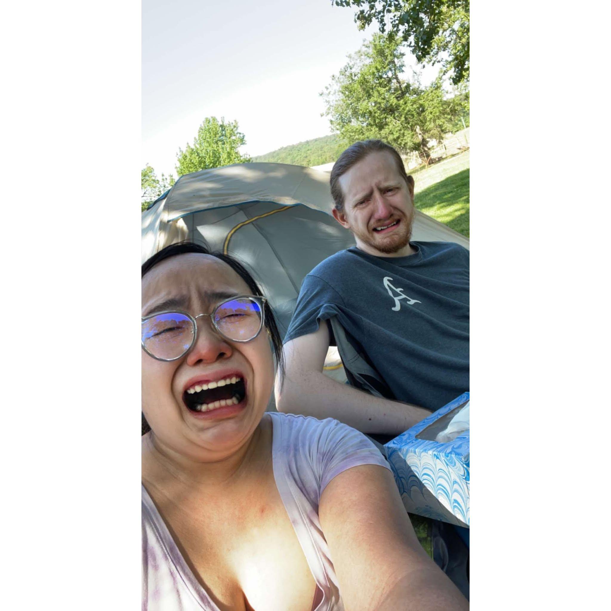 Camping out in Nalee's parent's backyard; 2022.