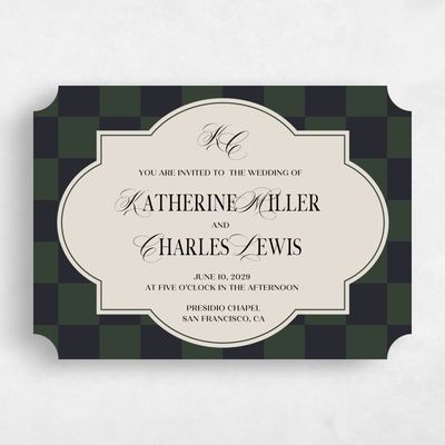 Deep Forest, Green Wedding Invitation - Sarlat Landscape