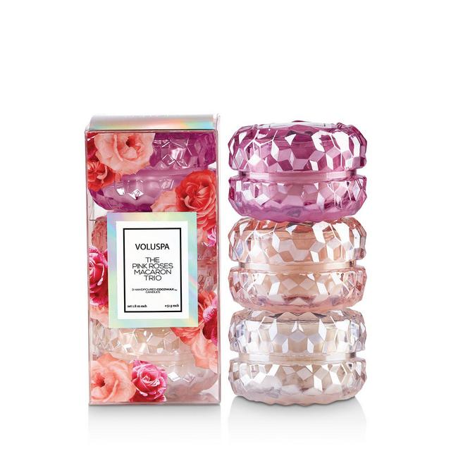 Voluspa The Pink Roses Macaron Candle Trio, Set of 3