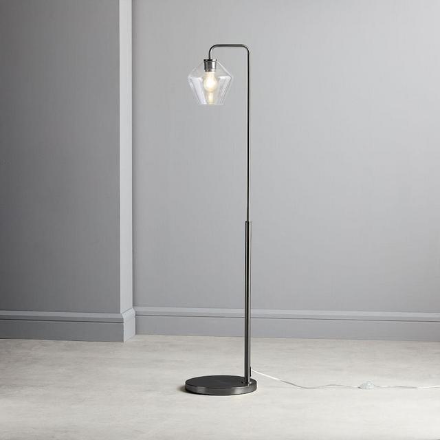 Sculptural Floor Lamp Dark Bronze Clear Glass Geo (58")