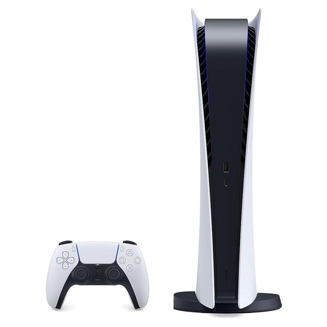 PS5 - Sony PlayStation 5 Digital Edition Gaming Console + Wireless Controller - 16GB GDDR6 RAM, 825GB SSD, 120Hz 8K Output, White