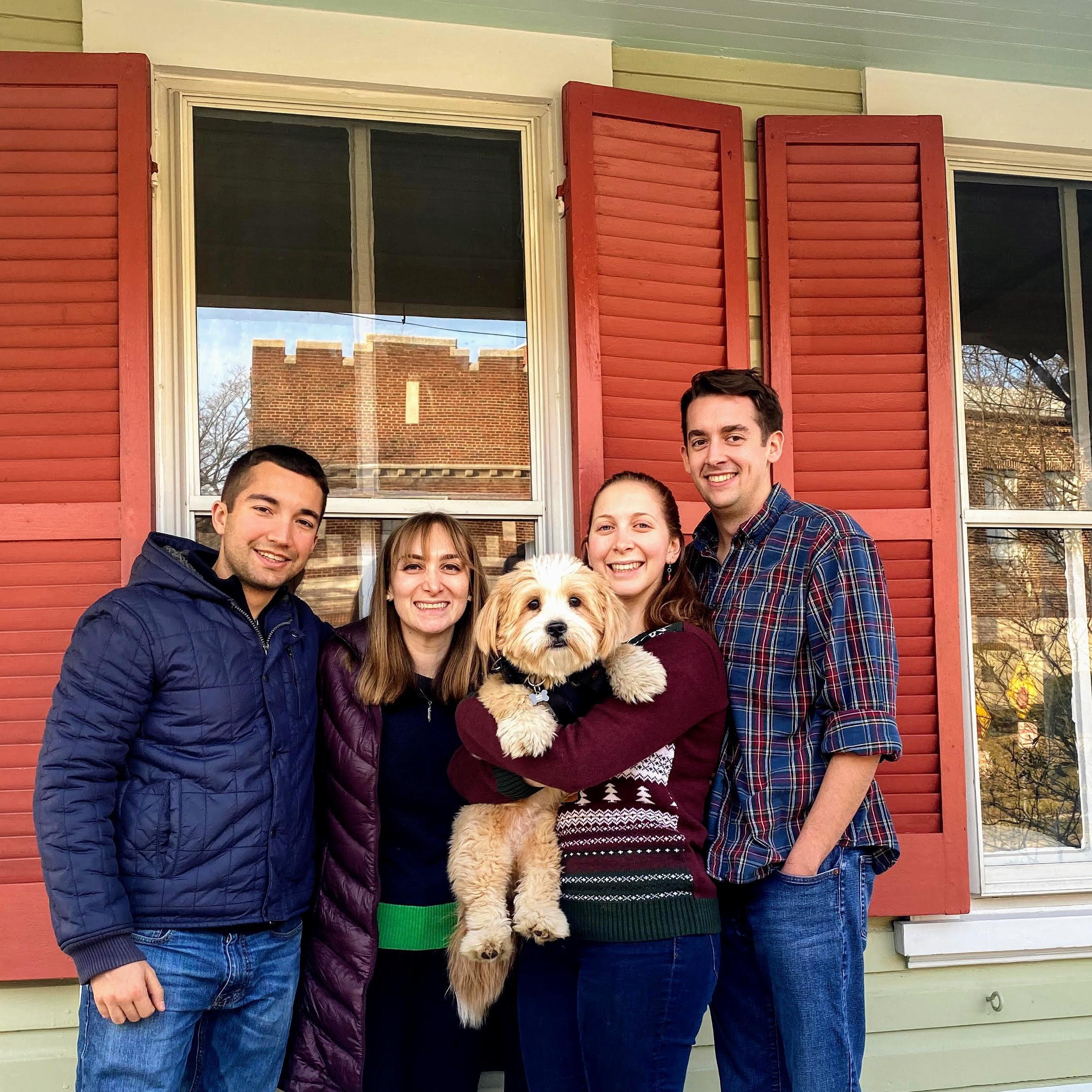 At Greg's parent's house in Kensington, MD with Hannah, Zach, and our favorite dog-phew Kimchi