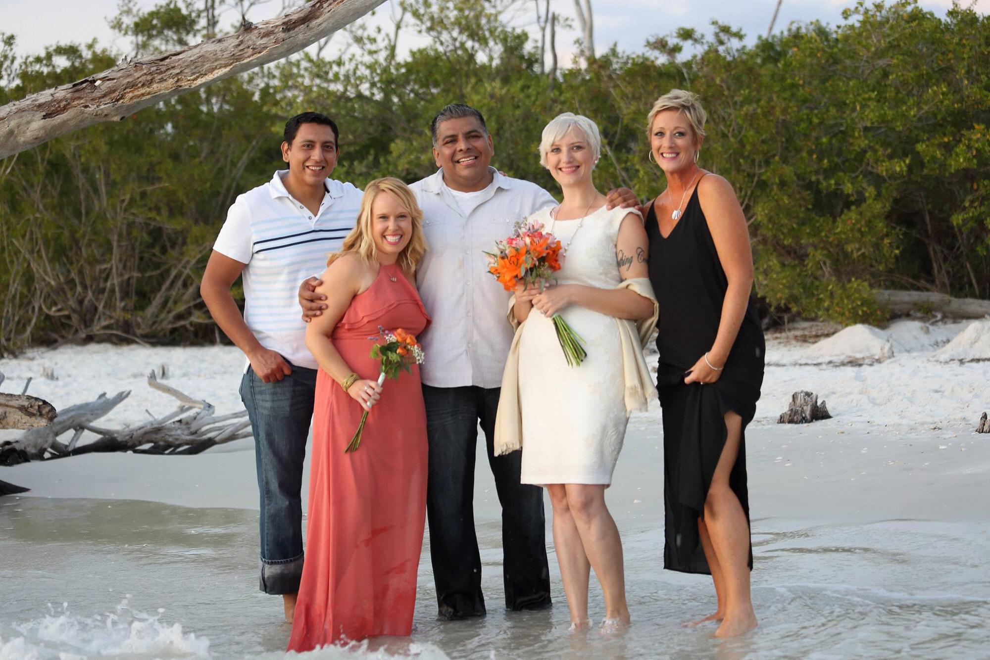 Our wedding party. With us: Hiram's brother, Vanya. My best friend, Heather, and Paulina Lawton our friend and the officiant.