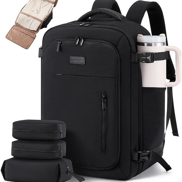 LOVEVOOK Travel Backpack for Women Men with Garment Bag, 40L Carry on Backpack as TSA Personal Item Flight Approved, Luggage Daypack Fits 17.3" Laptop, Overnight Business Weekender Travel Essential