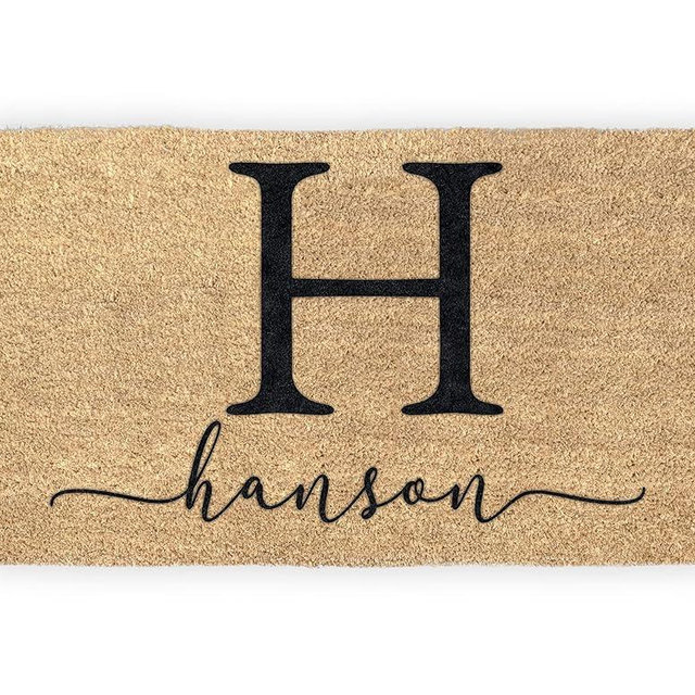 Personalized Monogram and Family Name 18" x 30" Coir Coconut Husk Doormat Door Mat