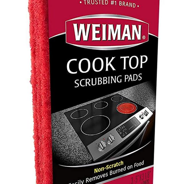 Weiman Cook Top Scrubbing Pads – Gently Clean and Remove Burned-on Food from All Smooth Top and Glass Cooktop Ranges, 3 reusable pads