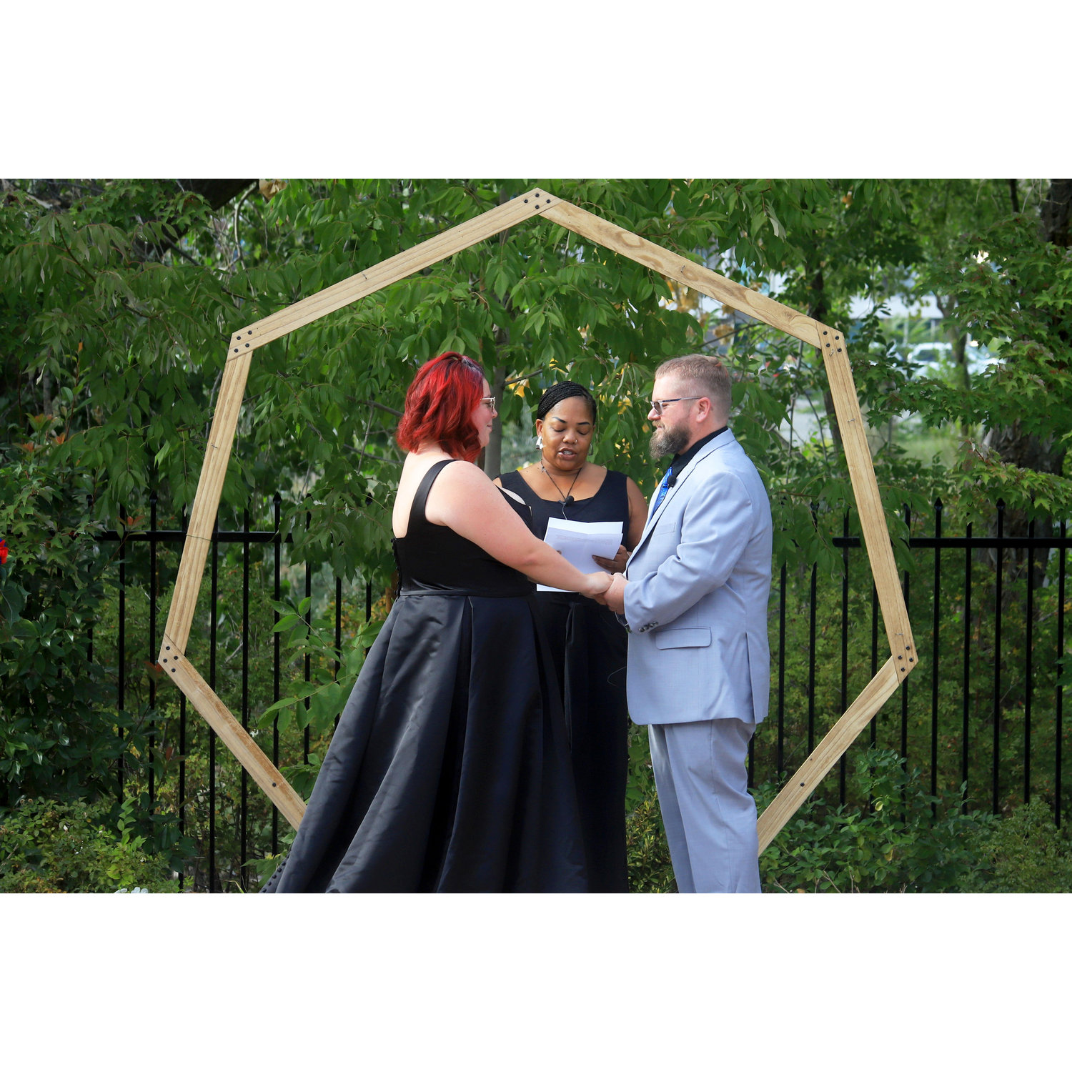 Christa with bride and groom