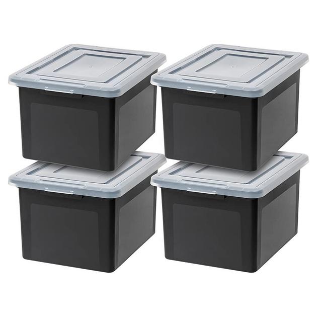 IRIS USA R-FB-21E Letter & Legal Size File Box, Medium, Black, 4 Pack
