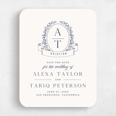 Beige Rounded Wedding Save the Date - Hetherton Portrait